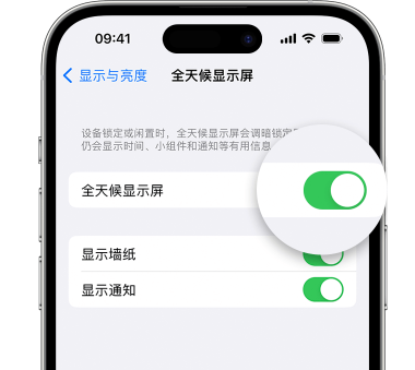 襄阳苹果15预约维修分享iPhone15如何设置全天候显示屏幕可见 